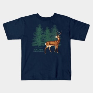 Yosemite National Park California Trees Silhouette Deer Vacation Souvenir Kids T-Shirt